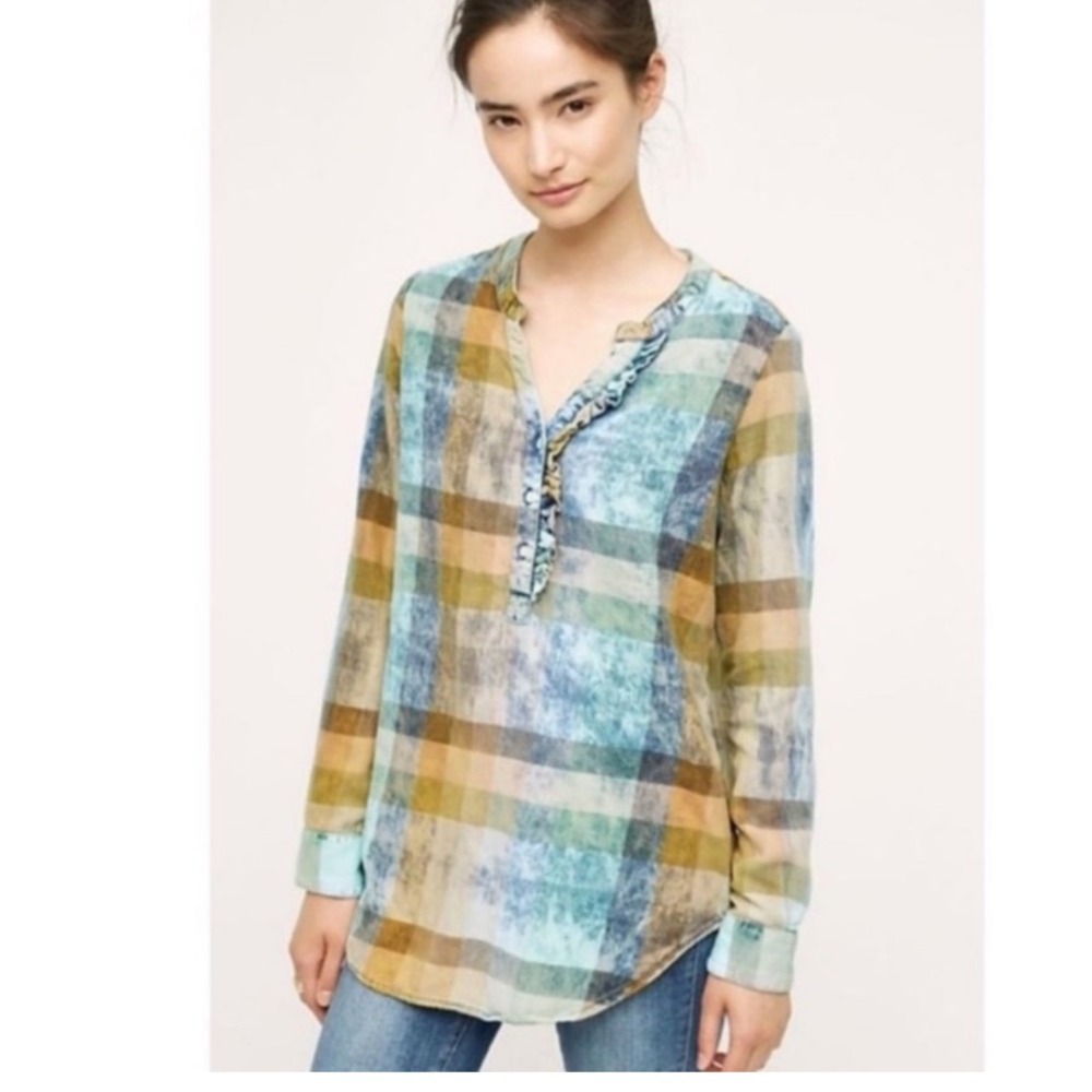 Anthropologie Isabella Sinclair‎ Plaid Top Medium